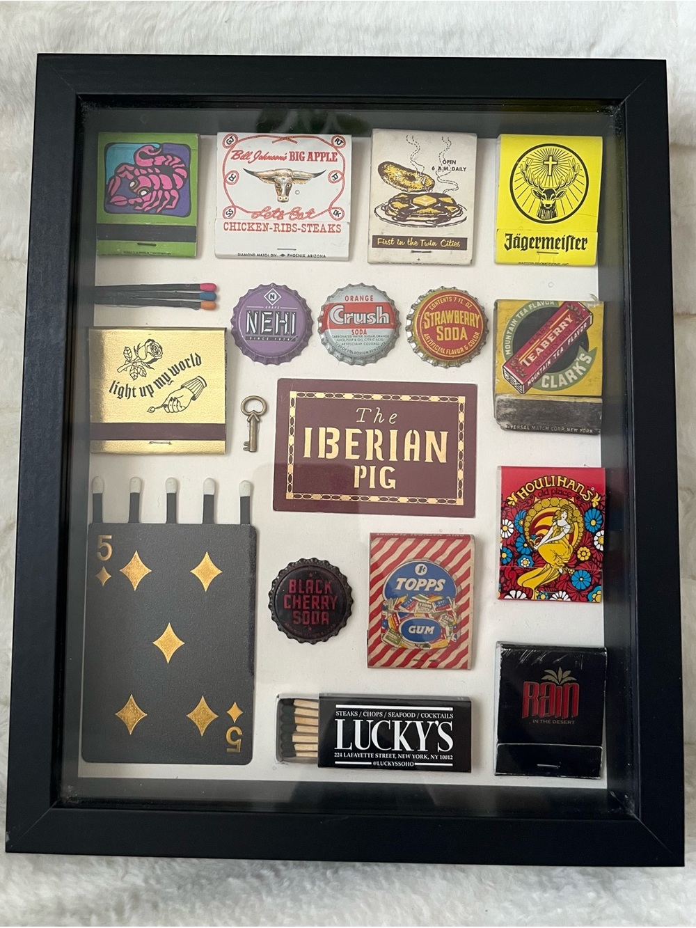 Lucky Brand Vintage Matchbook Shadow Box – Black, Gold, Red, Yellow